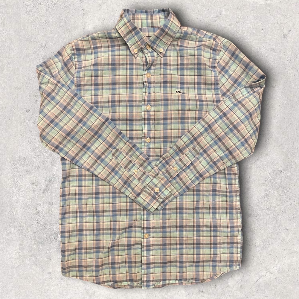 Boy’s Vineyard Vines Plaid Button Down, Medium